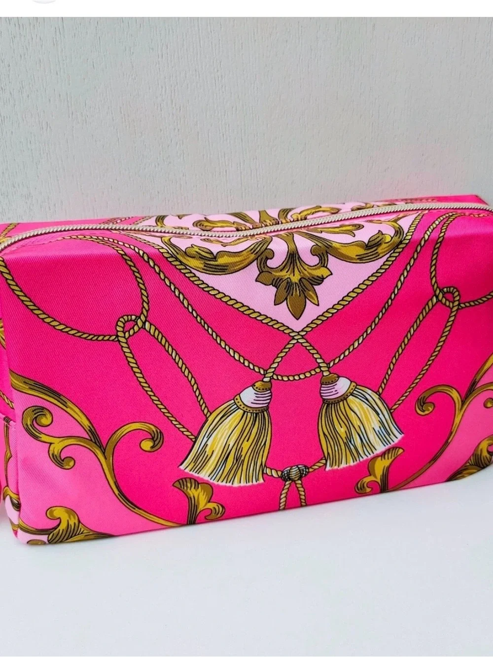 Estee Lauder Hot Pink and Gold Tassel Cosmetic Pouch new